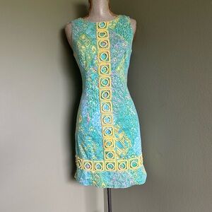 Lilly Pulitzer Aqua & Yellow Printed Mini Shift Dress